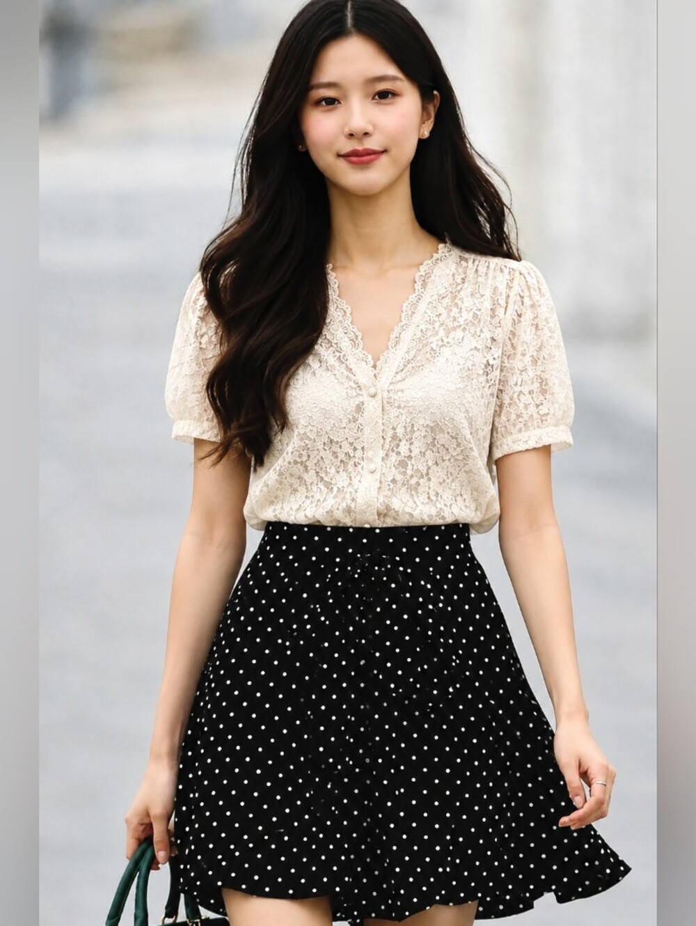 ZARA🐞Y2K Black & White Polka Dot Viscose Mini Flared Skort with WaistTie Sz: S